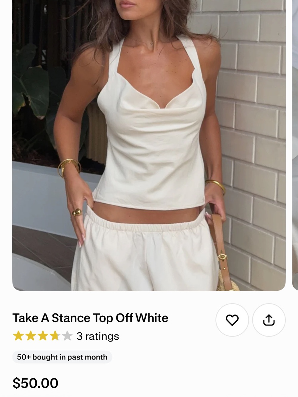 White Fox Off-White Halter Top